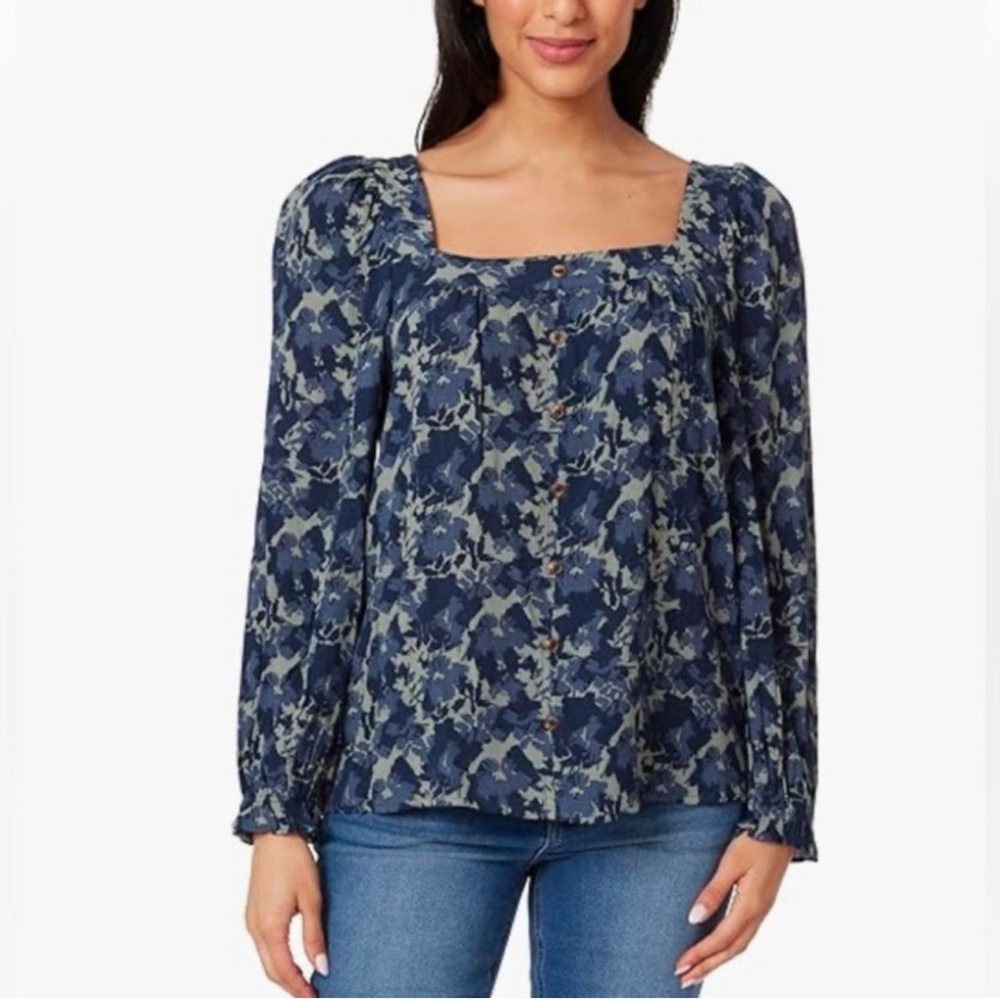 Angels Forever Young Women's Kehlani Square Neck Rayon Long Sleeve Blouse